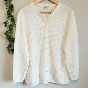 Vintage Cream Waffle Knit Granny Cardigan